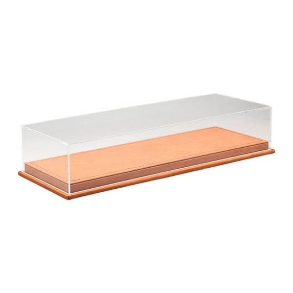 MERIGLARE 1/64 Model Car Display Case Diecast Car Storage Case Transparent Showcase Home Decor Desktop with Faux Leather Base Organizer Brown