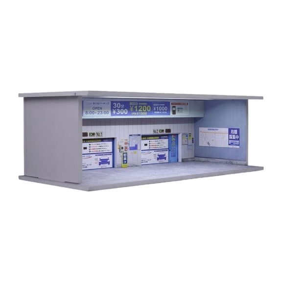 MERIGLARE 1/64 Model Car Display Case with Lighting Storage Stackable Display Stand Parking Lot Scene Diecast Garage Model for Toy Cars B
