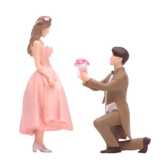 MERIGLARE 1/64 Proposal Couple Miniature Figures Set Wedding Diorama Display Collectible Mini Resin Figurines for Doll House Decoration