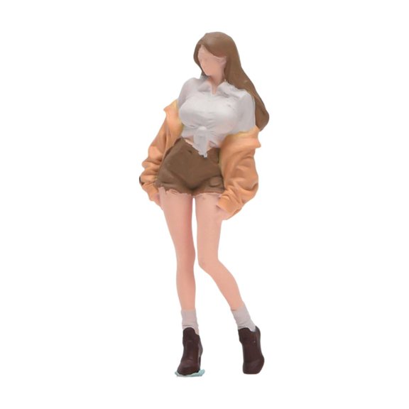 MERIGLARE 1/64 Scale Young Girl Figure Mini People Model Ornament Prop Painted Miniature Figurine for Architectural Model Desktop Decor