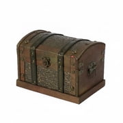 MERIGLARE 1 Arched Lid Wooden Storage Box Antique Treasure Chest with Distressed Gold Tone Finish and Paneled Detailing for Everyday Styling