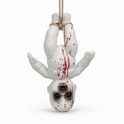 MERIGLARE 1 Creepy Hanging Doll White Body Red Splatter PVC 7.87 Inch Terrifying Halloween Prop for Themed Bar