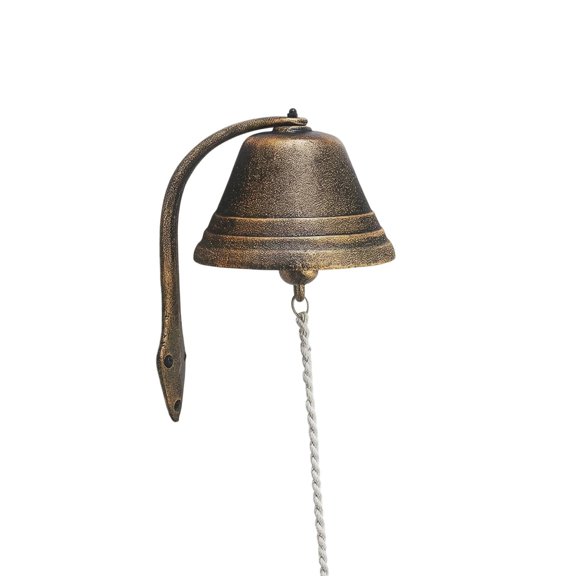 MERIGLARE 1 Pack Vintage Wall Bell with Hanging Pull Chain Durable Metal Chime for Garden Patio Storefront and Courtyard Use