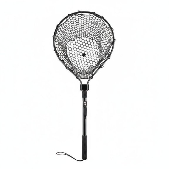 MERIGLARE 1 Unit Compact Fishing Net with Foldable Head and Concave-convex Grip for Secure Handling During Spin Fishing Trips