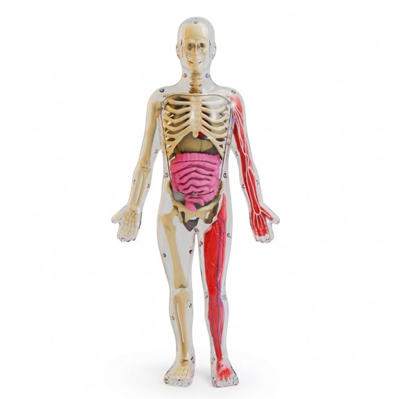 MERIGLARE 1 Unit Glowing Human Body Structure Model with Removable Organs and Transparent Outer Shell for Classroom and Home Study