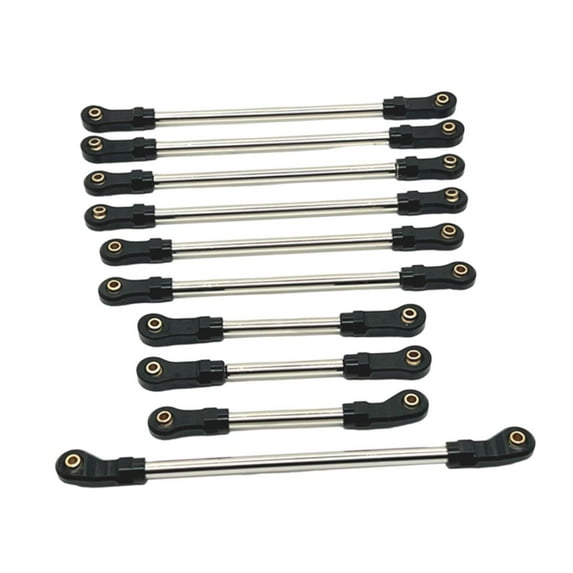 MERIGLARE 10 Pieces Steering Linkage Servo Link Pull Rod Remote Control Car Parts Upgrades Kits for 104020 104006 1/10 RC Crawler Model black