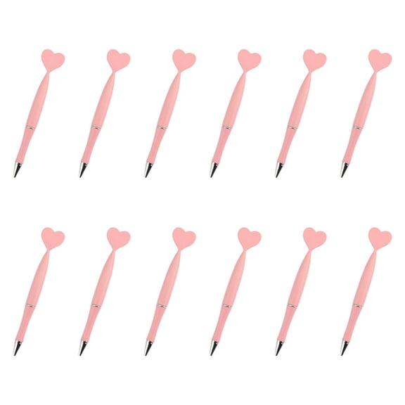 MERIGLARE 12-piece Set of Heart-shaped Ballpoint Pens, Beadable Rollerball Pens, Twist Mechanism, PP Material for Smooth Writing, Ideal for Gifts, Office, Schoo Pink