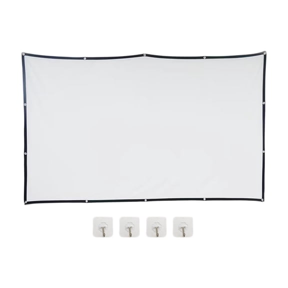 MERIGLARE 16:9 Foldable Projection Screen with Hooks for Picnics Party Accessory White 60inch