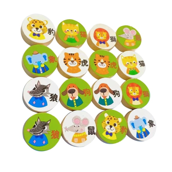 MERIGLARE 16Pcs Animals Chess Pieces Brain Teaser Toys Hand Eye Coordination Educational Pieces Toys for Developing Cognitive Abilities