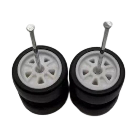 MERIGLARE 2 Pieces Wheels And Tires for 1/64 Scale Remote Control Cars - Professional Accessories - Easy Installation - Durable PP Material - Suitable for Hobby White