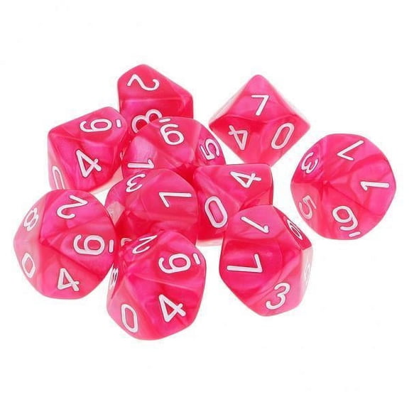 MERIGLARE 2x10pcs 10 Sided Dice D10 Polyhedral Dice for and Dragons Game Rose 2 Pcs