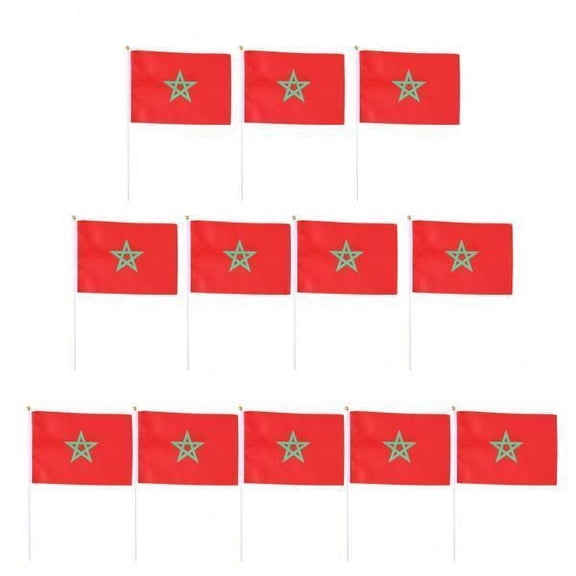 MERIGLARE 2x12PCS Flag Flags Banner Hand Waving Flag National Pride Flag Morocco