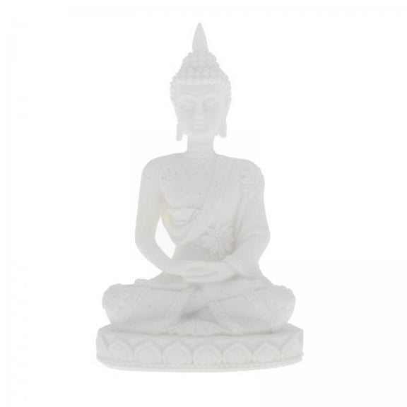 MERIGLARE 2xSmall Thai Buddha Statue Figurine Sandstone Buddhist Home Decor White 2 Pcs