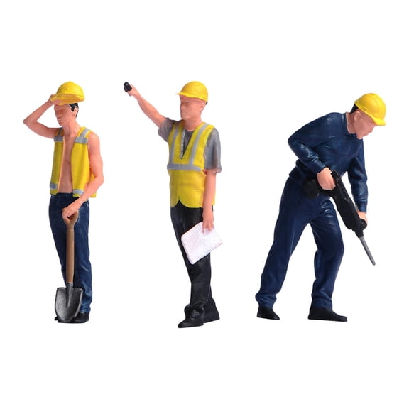 MERIGLARE 3 Pieces Miniature Figures Model Construction Building Worker People Figurine Resin Hand Painted Detailing Diorama Simulation Scene Props Suitable for gift giving home Style B