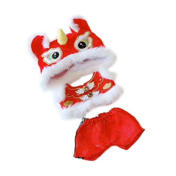 MERIGLARE 3x Lion Dance Set Stuffed Doll Clothes DIY Cartoon Detachable Doll Clothing Outifit Stuffed Animals Clothes for 10-17cm Dolls red