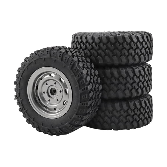 MERIGLARE 4 Pieces RC Car Tires Upgrade RC Wheel Parts Accessory Rubber Tire High Elastic Improved Vehicle Stability Suitable for Off Road DIY Modified Home Dec Silver