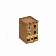 MERIGLARE 4x172 Scale European Terraced House Model Wood Town Shop Building Model Decorative DIY Wooden Building Kit for Hobbyists, Wargamers, Home Decoration Building B 4 Pcs