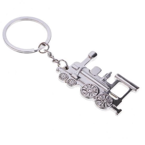MERIGLARE 4xSilver Locomotive Train Metal Key Chain Key Craft Gift Creative 4 Pcs