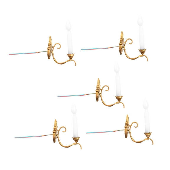 MERIGLARE 5x 1:87 Scale Wall Lamp Diorama HO Scale Micro Landscape Dollhouse Wall Lamp Gold