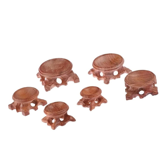 MERIGLARE 6x Wooden Display Stand,Orb Egg Holder Ornament,Craft,Small Ball Sphere Globe Stone Holder Egg Base for Decoration
