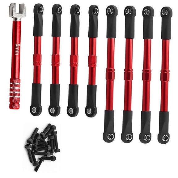MERIGLARE 8 Pieces RC Toe Links Aluminum Alloy Push Rods Accessories Sturdy Replace Car Parts Enhanced Durability Suitable for Remote Control Hobby Vehicle Main Red