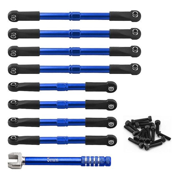 MERIGLARE 8 Pieces RC Toe Links Aluminum Alloy Push Rods Accessories Sturdy Replace Car Parts Enhanced Durability Suitable for Remote Control Hobby Vehicle Main Blue