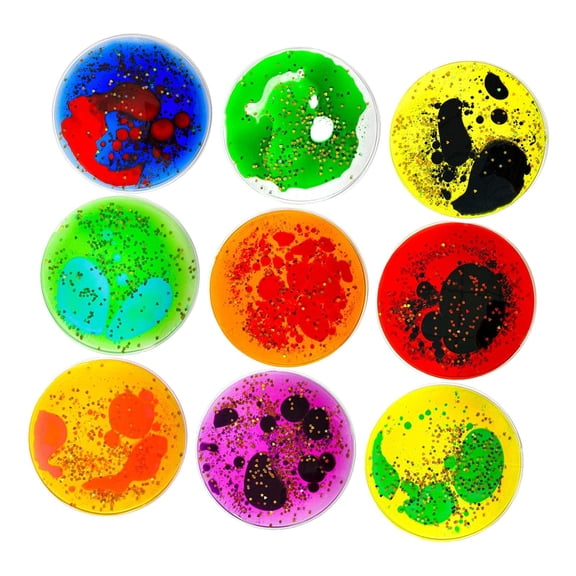 MERIGLARE 9-Piece Liquid Sensory Toy for Children, Fidget Movement Toy, Sensory Play Mat, Learning Toy Made of Flexible TPU for Playful Development 5x5cm