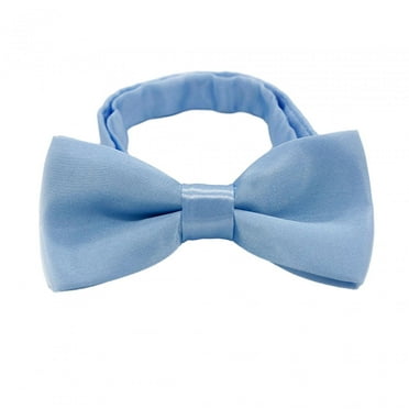 MERIGLARE Adjustable Bow Ties Kids Bow Tie Solid Color Polyester Versatile Pre Tied Bow Tie Neck Bowties for Anniversary Prom Birthdays Light Blue