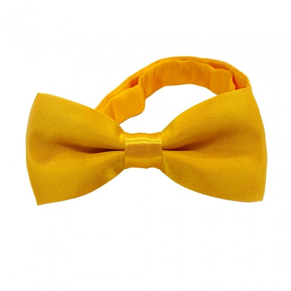 MERIGLARE Adjustable Bow Ties Kids Bow Tie Solid Color Polyester Versatile Pre Tied Bow Tie Neck Bowties for Anniversary Prom Birthdays Yellow