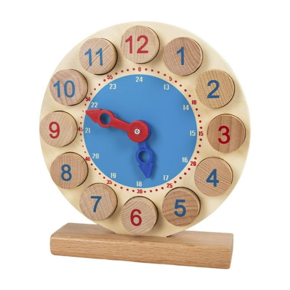 MERIGLARE Analog Teaching Clock Kids Education Stem DIY Practice Learning Time Wood Clock Toy for Kids Children School Primary Students