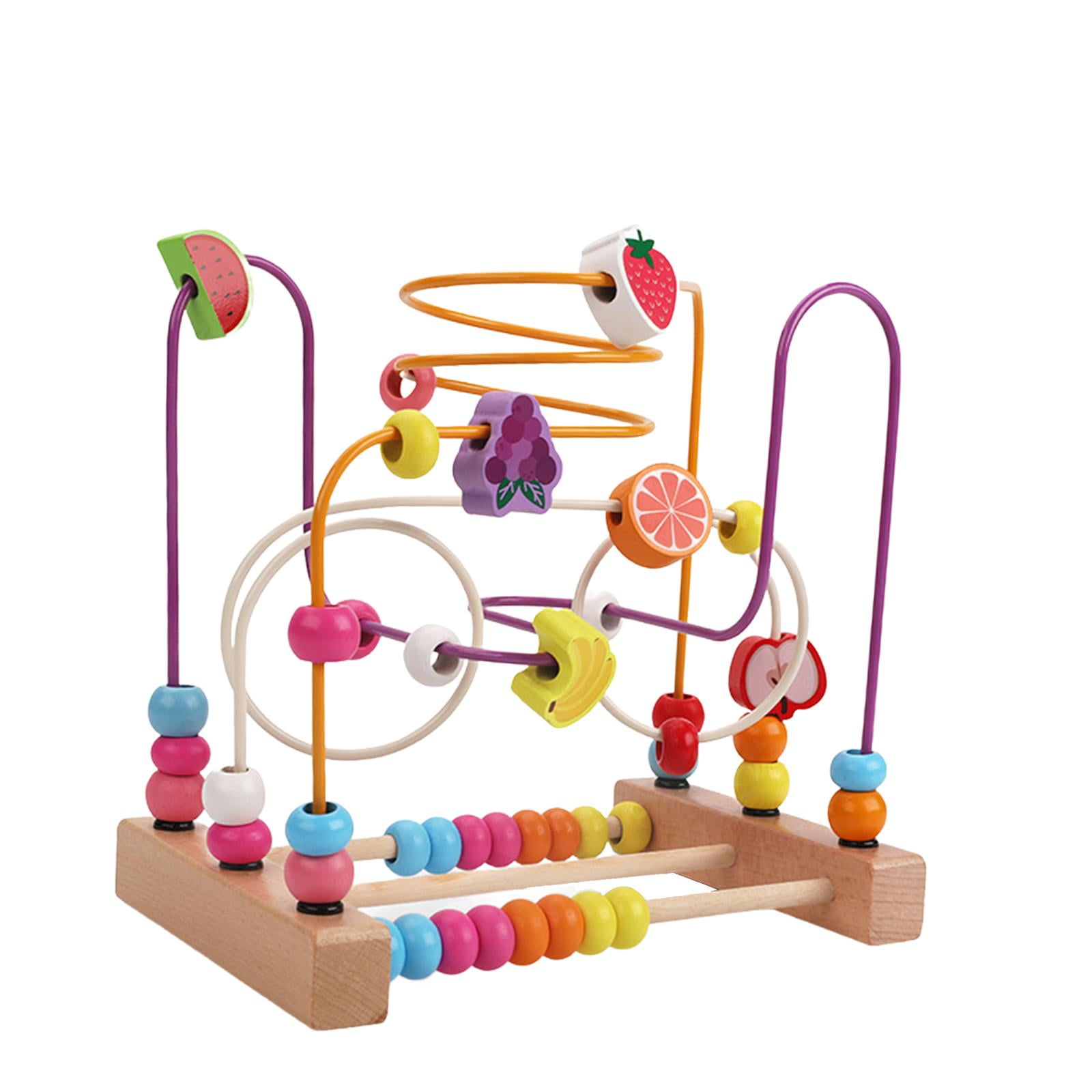MERIGLARE Bead Maze Toy Beads Roller Toy for Kids Boy Girl Gift Grasping Ability Counting Ages 3 Colorful Roller Coaster Developmental Fruit A Walmart