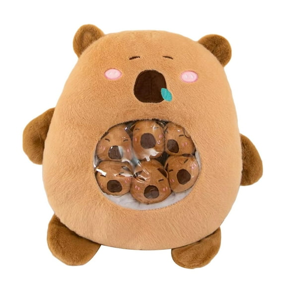 MERIGLARE Capybara Plush Toy Capybara Stuffed Animal Comfortable Kids Room Decor with Small Doll Removable Animal Doll for Gifts Family brown