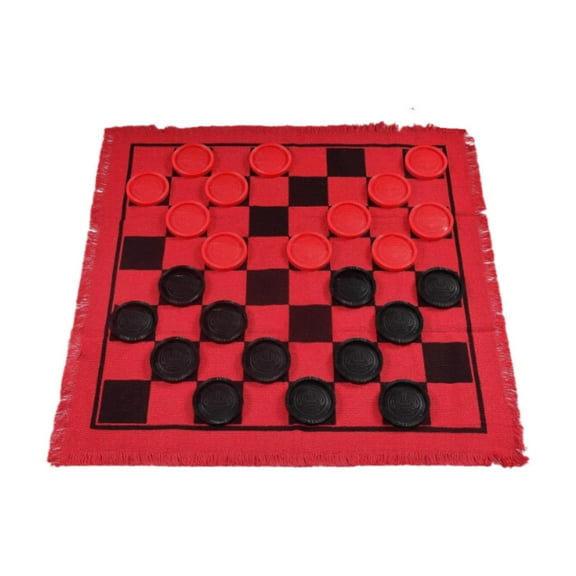 MERIGLARE Checkers Board Game Set,Jumbo Tic TAC Toe Game,3 in 1 Reversible Mat,Family Board Game,BBQ Party Favor,Giant Checkers Classic red
