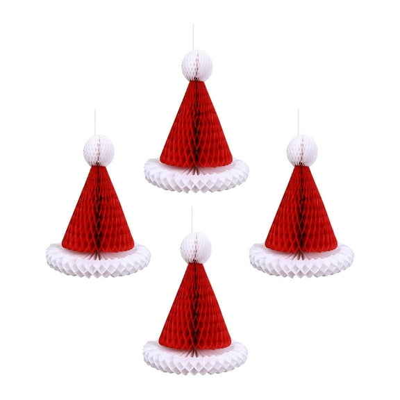 MERIGLARE Christmas Paper Hanging Celling Hanging Crepe Paper Creative Honeycomb Ball Decorative for Farmhouse Graduation New Year Home Santa Hat