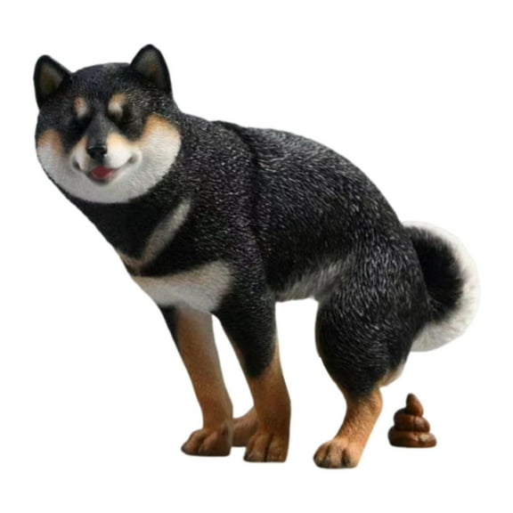 MERIGLARE Dog Figurine Animal Sculpture Collectible Car Dashboard Decoration Shiba Inu Statue for Living Room Desk Shelf Fireplace Black