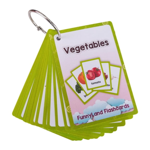 MERIGLARE Educational Flashcards in English, Cognitive Flashcards, Pocket-sized Flashcards for Developing Educational Vocabulary, Vegetable Flashcards for Kinde