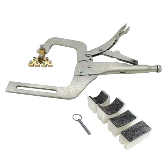 MERIGLARE Fret Press Tool Fret Installation Compact and Release Lever Professional Metal Precision Clamping with 4 Padded Support Cauls