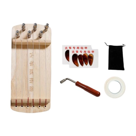 MERIGLARE Guzheng Finger Exerciser Wooden Finger Training Tool 6 String Practice Tool Durability Compact Design Portable Accessories Suitable for Beginner Player Practice Quiet Use Style C