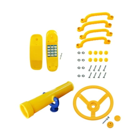 MERIGLARE Kids Playground Accessories, Swingset Attachments Outdoor Playset Pirate Ship Parts for Backyard, Swingset Play House Outdoor Yellow