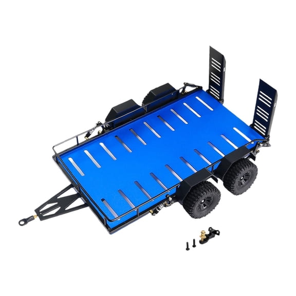 MERIGLARE Metal RC Trailer, Heavy Duty Trailer, Cargo Carrier Accessories Upgrade Parts for 1:18 RC Car Model, Replaces Accessory Hobby Blue