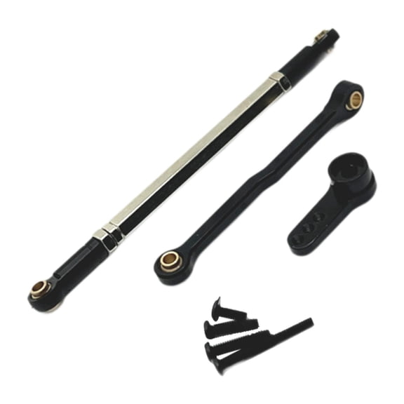 MERIGLARE Metal Steering Servo Link Linkages Metal Steering Rod with Mounting Screws RC Car Push Rods for 1:12 Scale MN168 Modification black