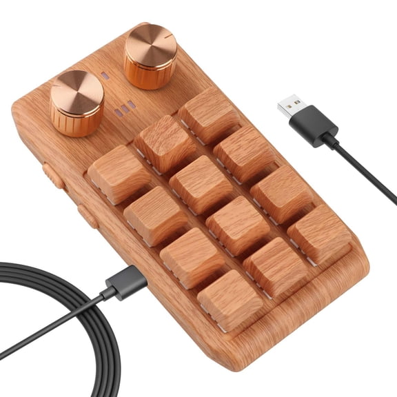 MERIGLARE Mini 12-key Gaming Keyboard Customizable Shortcut Keys Multifunctional Keypad 2 Knobs for Office Games Computer