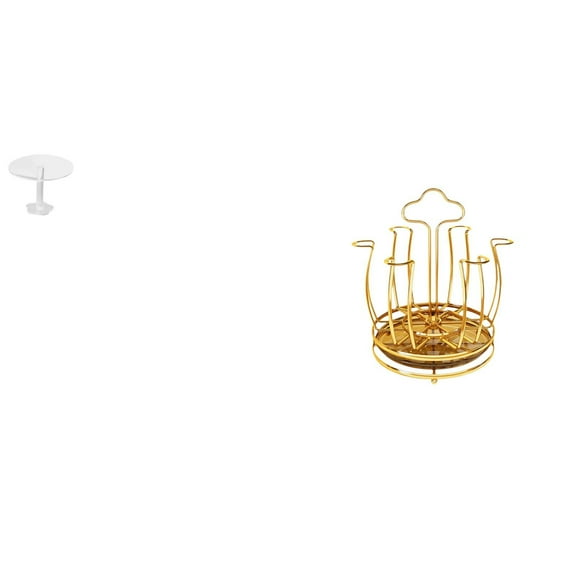 MERIGLARE Miniature Dollhouse Round Table and Rotating Cup Drying Rack Stand for Pretend Life Garden Play House Cabinet Living Room Organizer End Table Decorations 360 Degree Rotary Metal