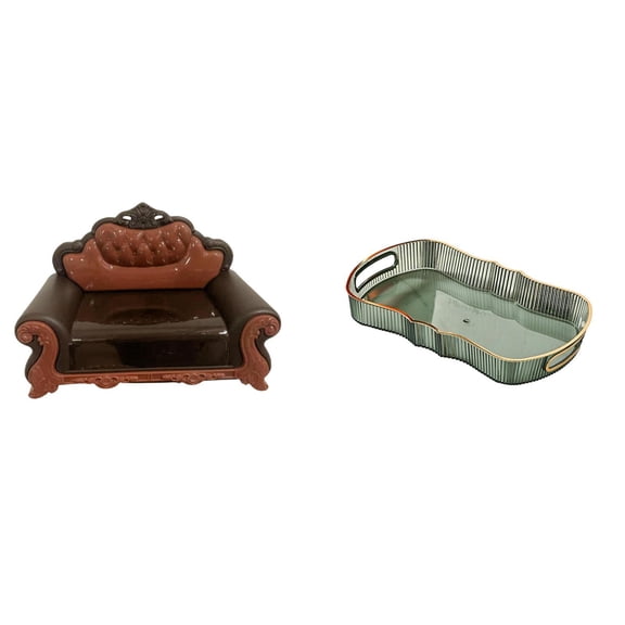 MERIGLARE Miniature Furniture Sofa Chair Model with Food Serving Tray for Bathroom Vanity and Cafe Decor Perfect for Micro Landscape and Gift Storage