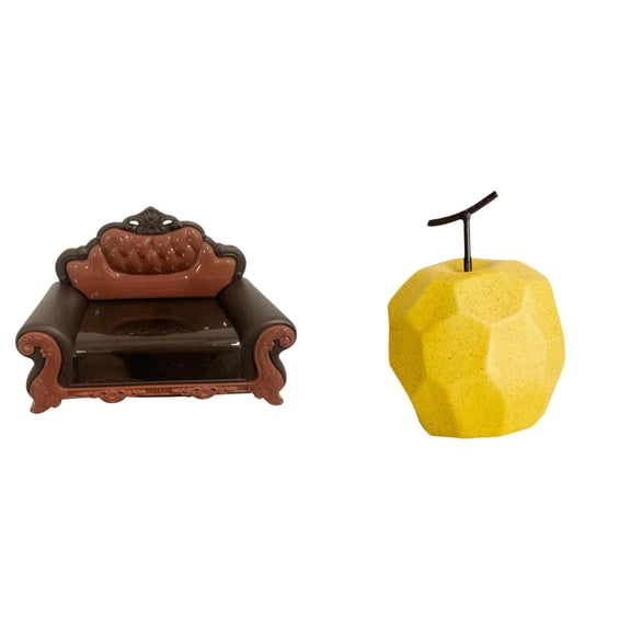 MERIGLARE Miniature Porcelain Sofa Chair Sculpture DIY Accessory Collectible Furniture Ornament Model for Micro Landscape Festival Office Gift Decorations