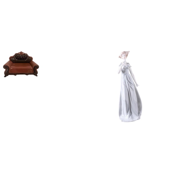 MERIGLARE Miniature Sofa Couch Single Chair Model DIY Accessory Furniture Room Micro Landscape Gift Decorations Ceramic Girl Figurine Porcelain Lady Statue Ornament Nordic Girl Statue Modern