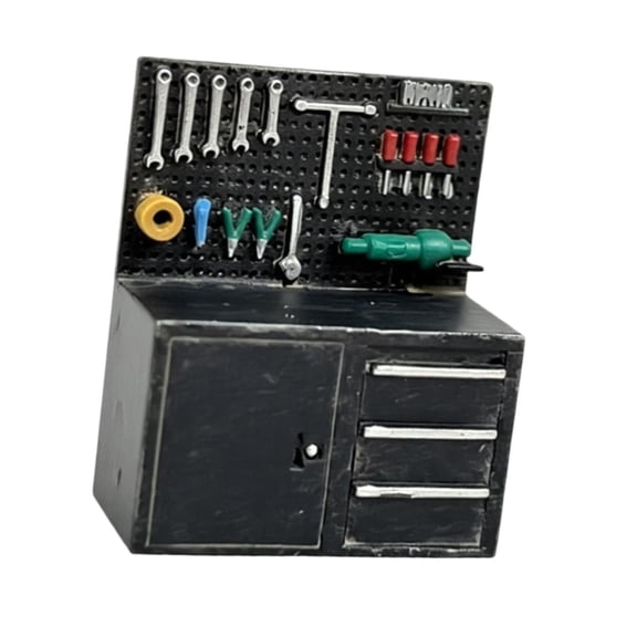 MERIGLARE Miniature Workbench Model 1/64 Garage Tool Rack Tool Cabinet Accessories Auto Repair Scene Accessory Detailed Design Suitable for Model Building and Collecting black old