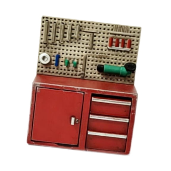 MERIGLARE Miniature Workbench Model 1/64 Garage Tool Rack Tool Cabinet Accessories Auto Repair Scene Accessory Detailed Design Suitable for Model Building and Collecting red old