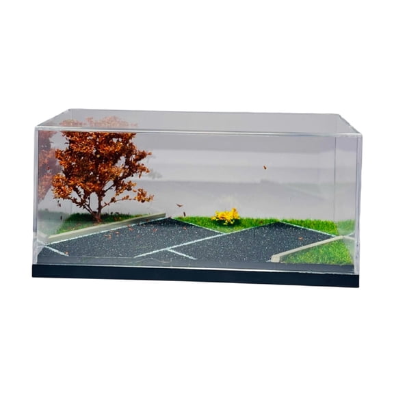 MERIGLARE Model Car Display Case 1/64 Scale Diecast Showcase Miniature Vehicle Display Box Simulation Parking Lot Garage Acrylic Suitable for Collection Office
