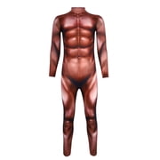 MERIGLARE Muscle Jumpsuit Muscle Bodysuit Printed Suit 3D Muscular Pattern Long Sleeve Full Coverage for Adult Theme Parties